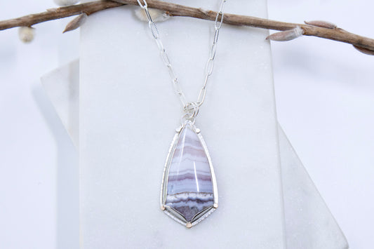 Banded Amethyst Feather Necklace