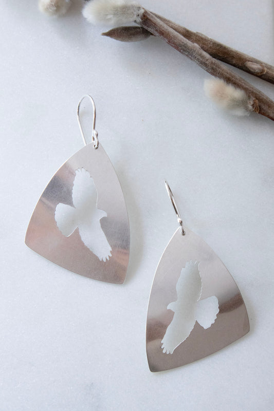 Large Red-Tailed Hawk Silhouette Earrings