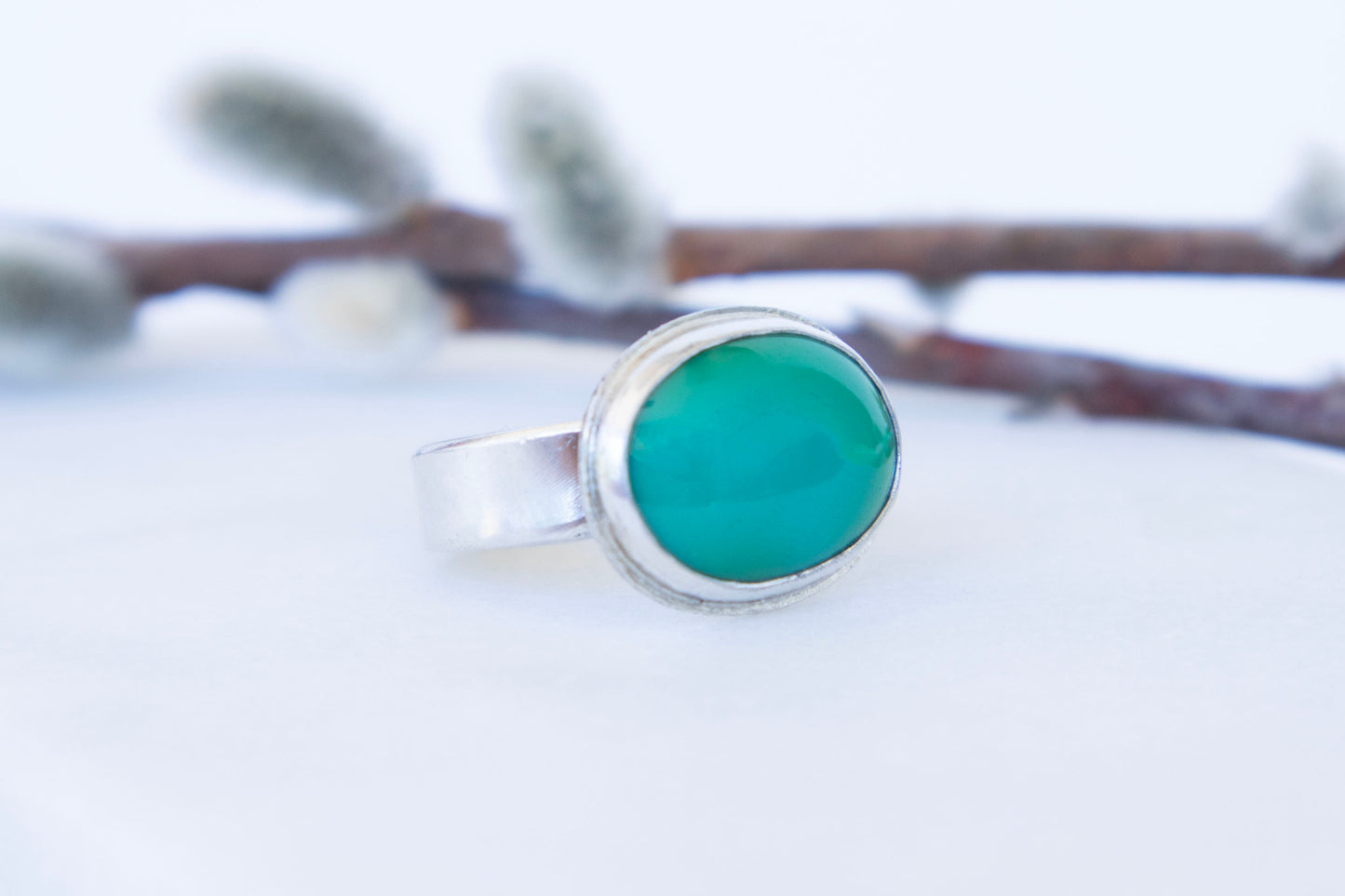Green Turquoise Ring in Sterling Silver