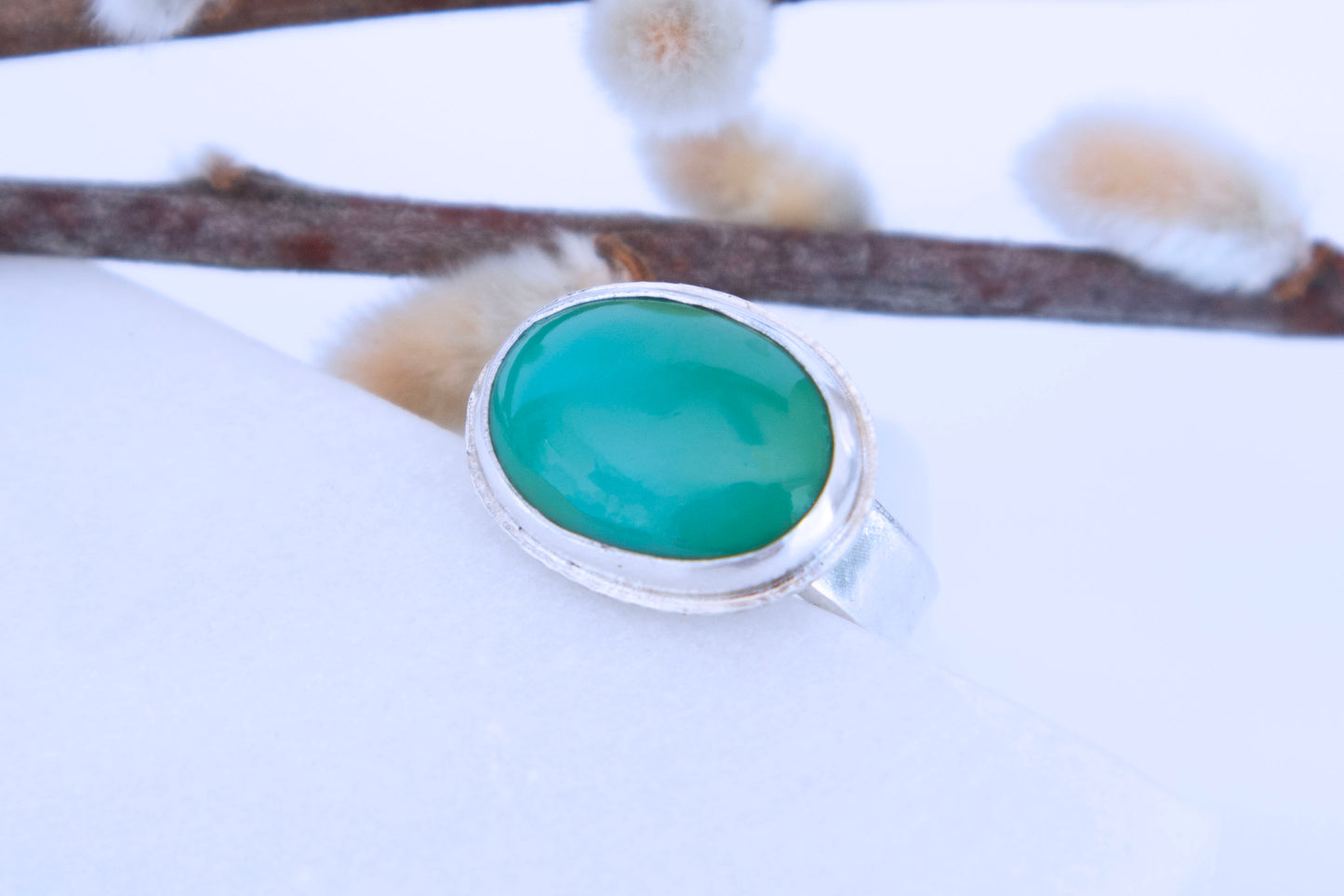 Green Turquoise Ring in Sterling Silver