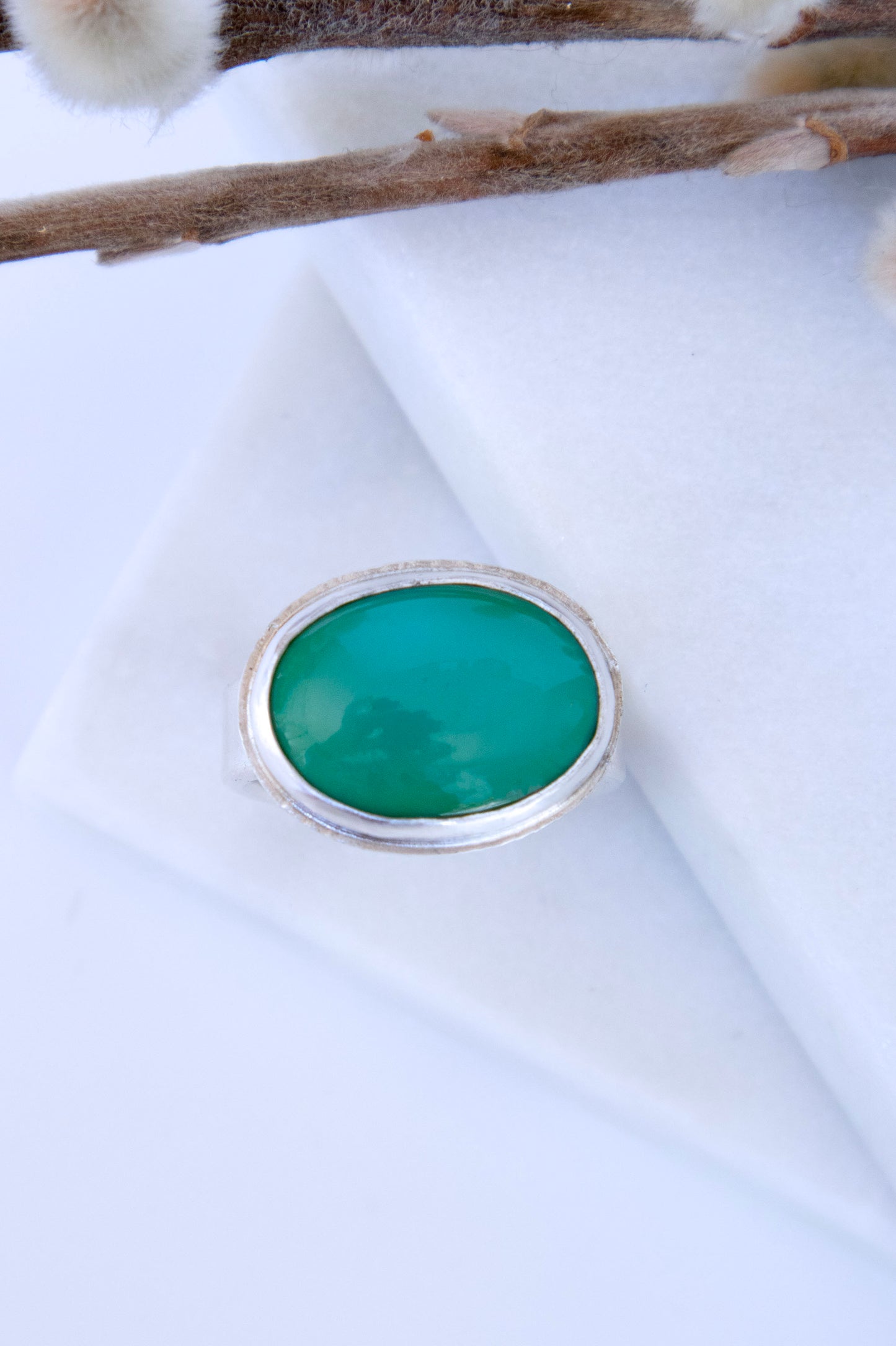 Green Turquoise Ring in Sterling Silver