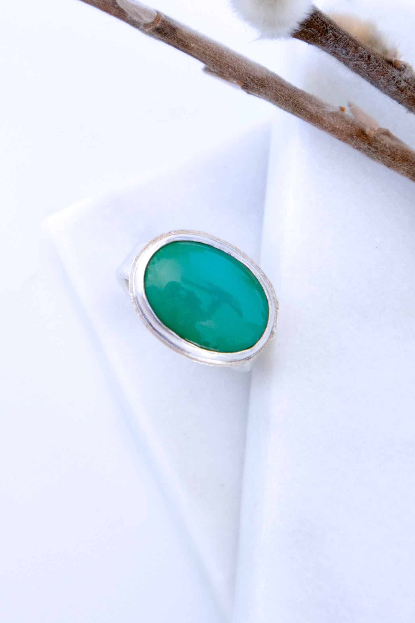Green Turquoise Ring in Sterling Silver