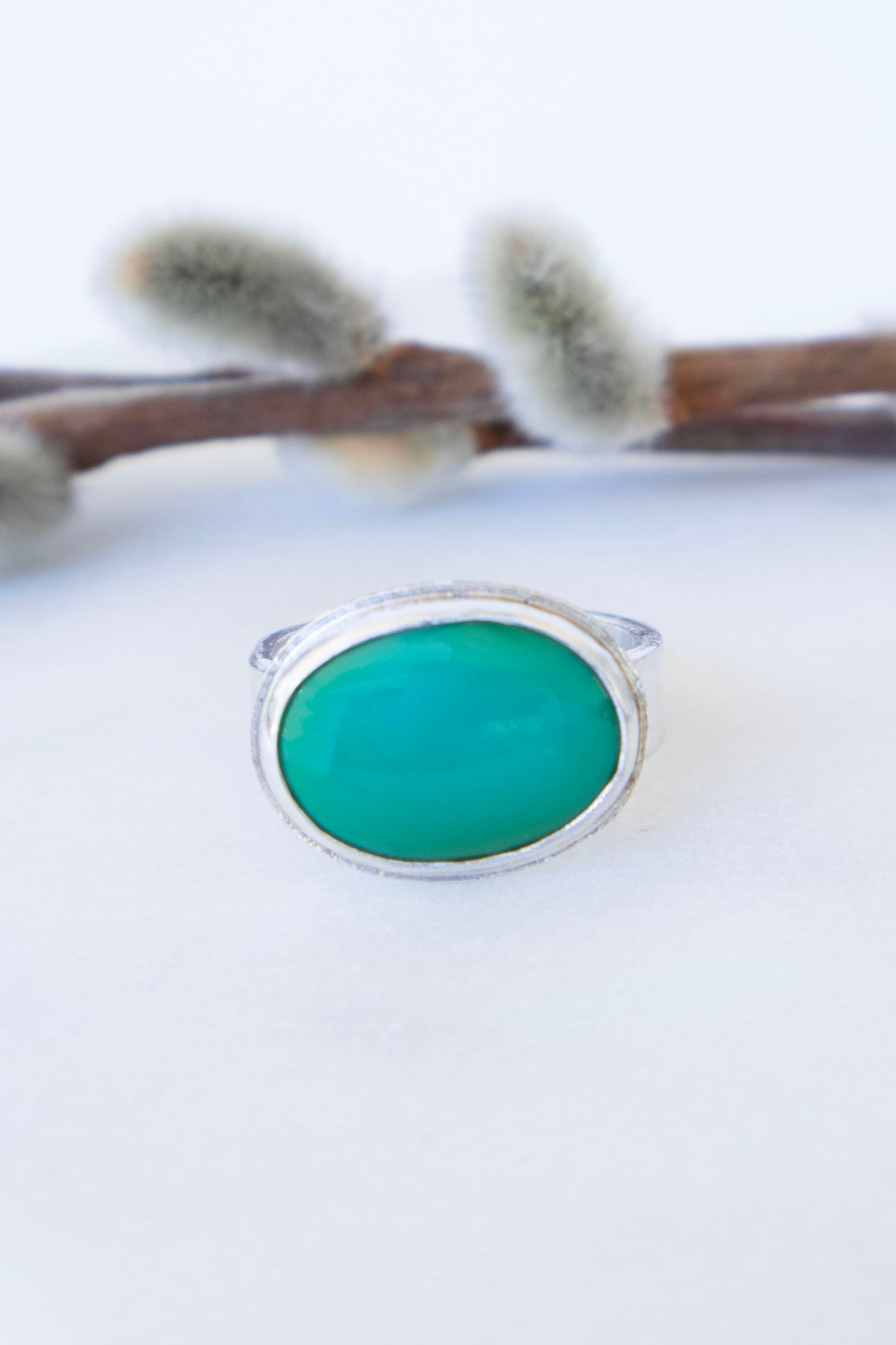 Green Turquoise Ring in Sterling Silver