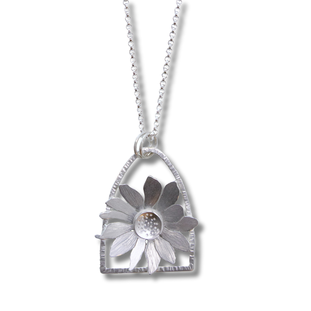 Spirit Necklace with Balsamroot Flower in Sterling Silver