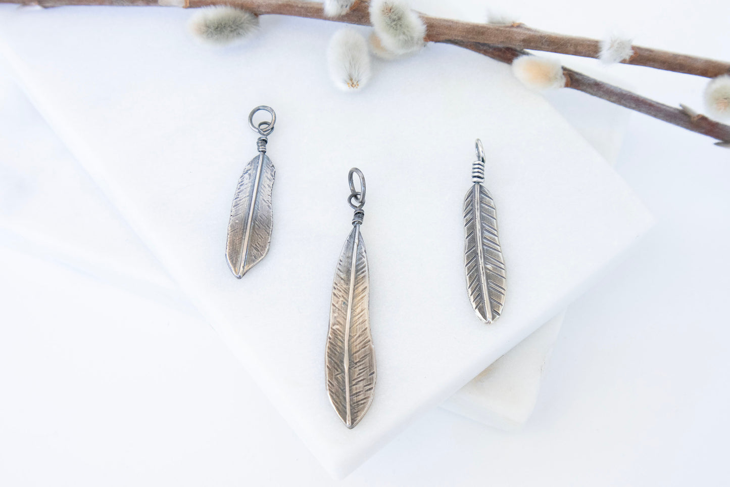 Forged Feather Charms