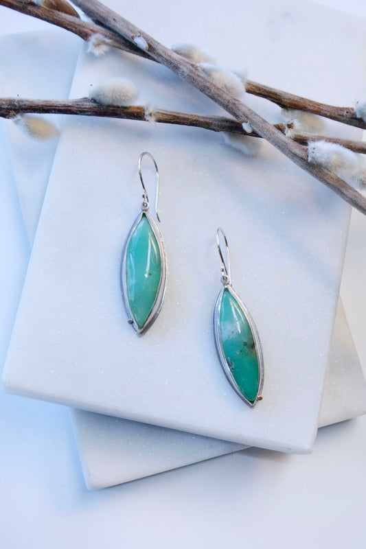 Chrysoprase Leaf Earrings