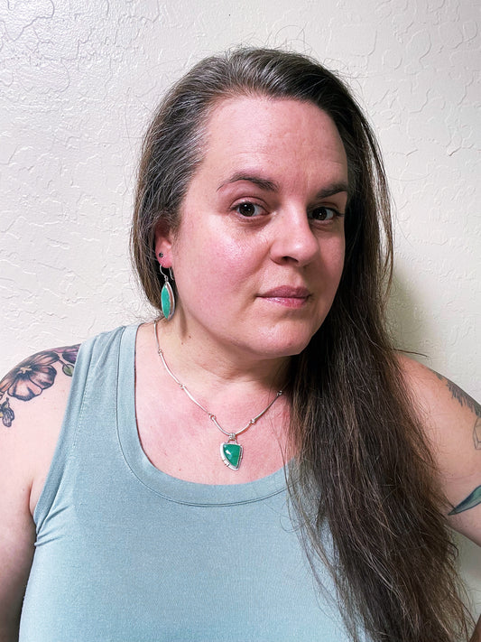 Chrysoprase Leaf Earrings