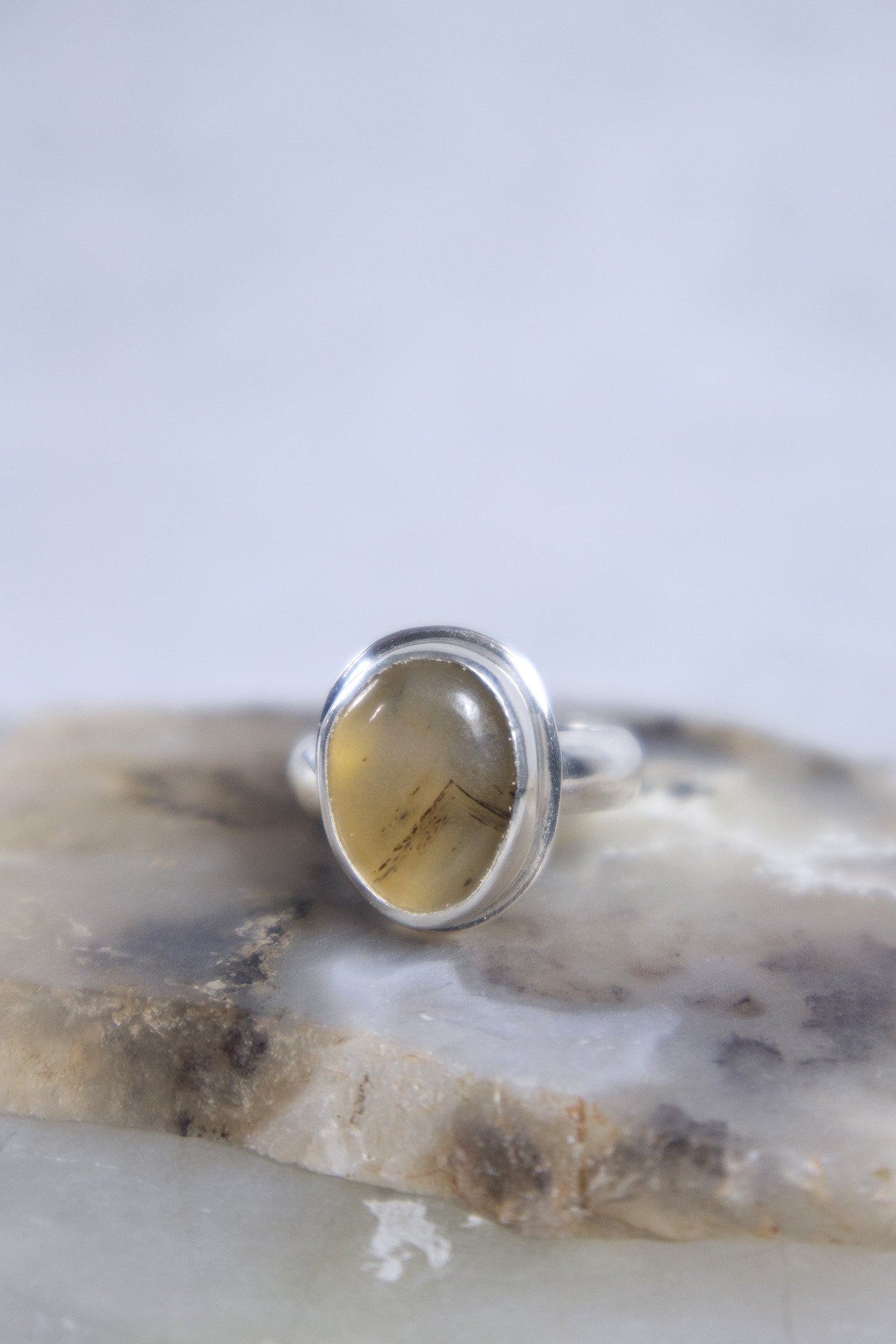 Mountain Ring in Sterling Silver with Agate Size US 5.5