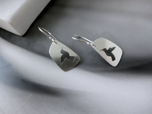 Small Hummingbird Earrings in Sterling Silver