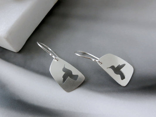 Small Hummingbird Earrings in Sterling Silver