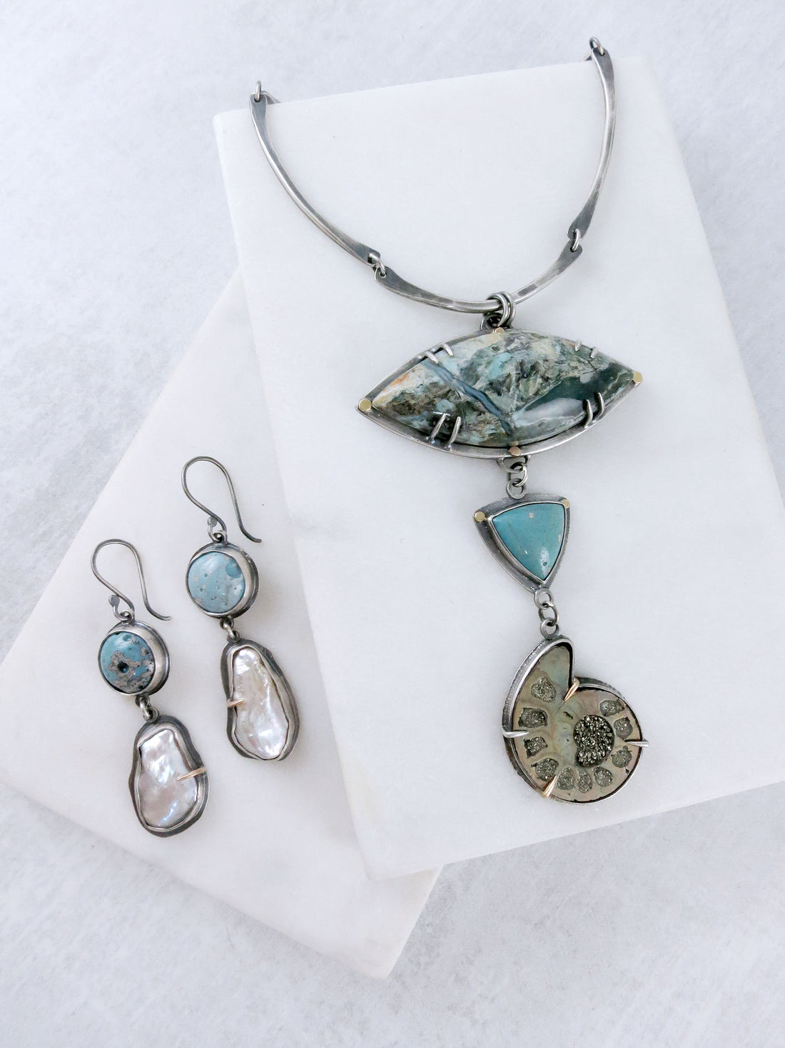 Rising From The Sea Necklace and Earrings - Jewelry Fit For Mermaids!