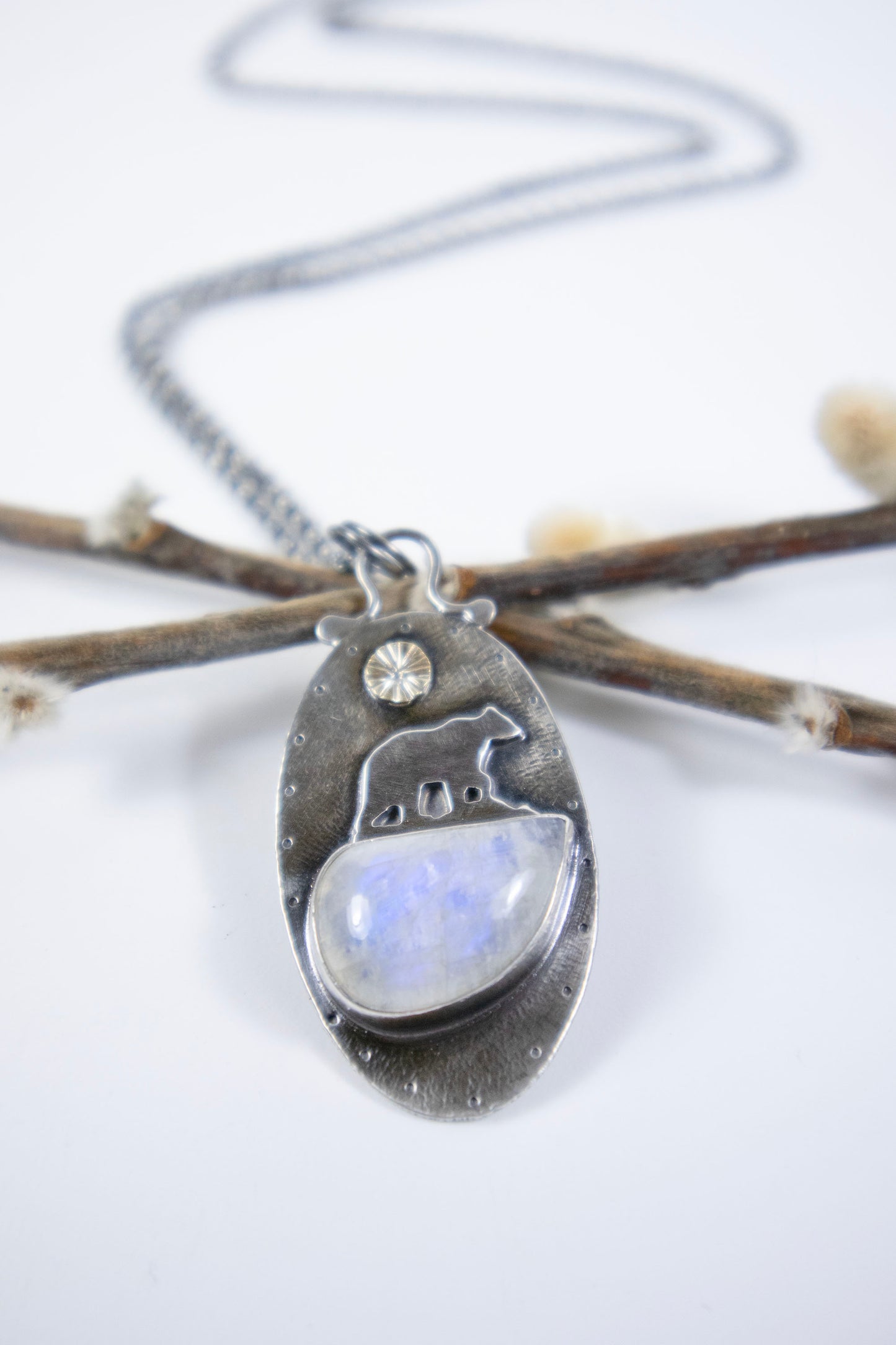 Bear and Moon Necklace