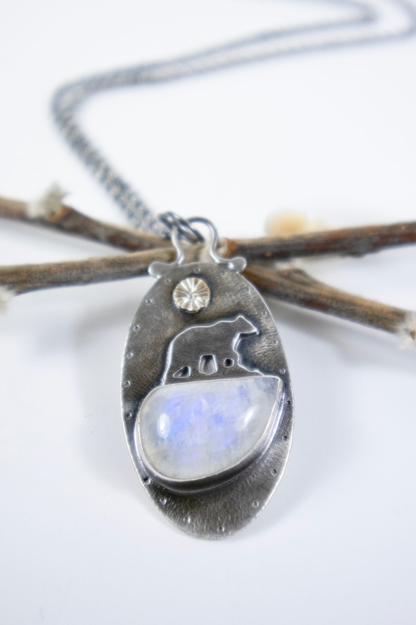 Bear and Moon Necklace