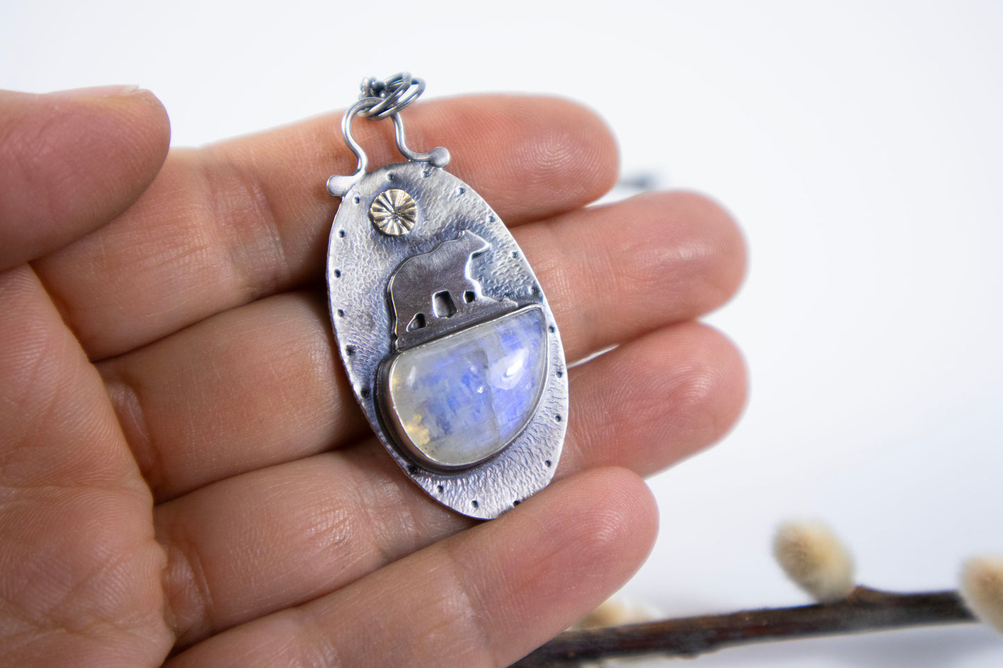Bear and Moon Necklace
