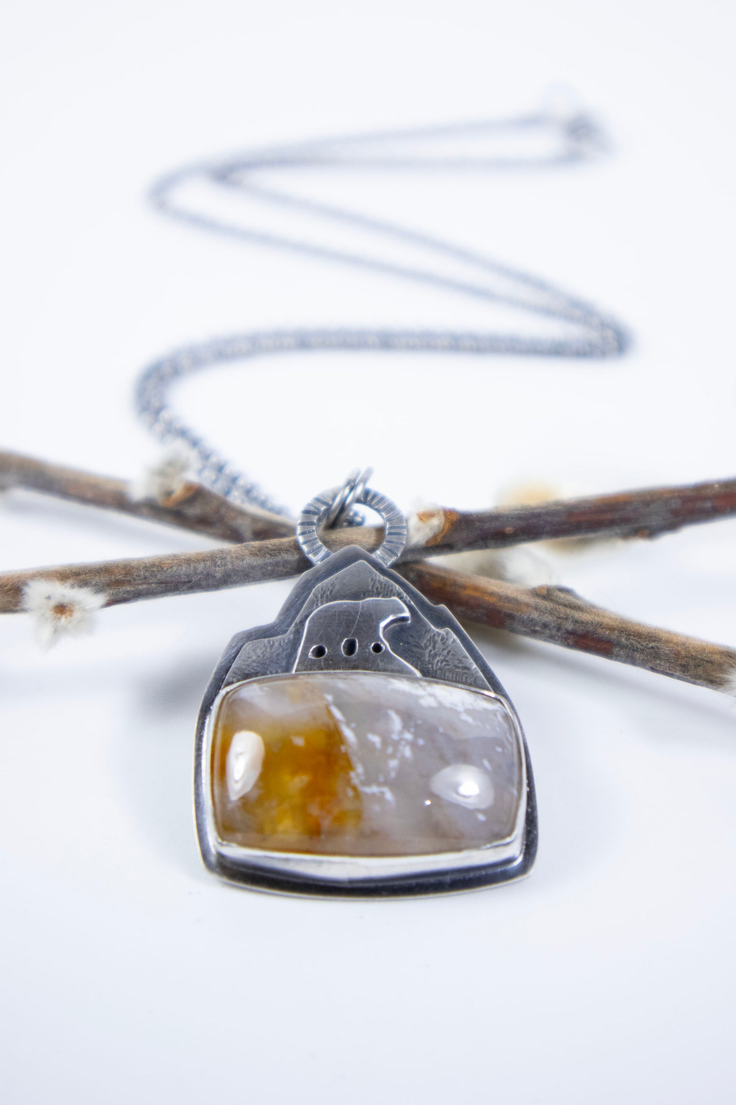 Climbing Mountains Necklace with Plume Agate