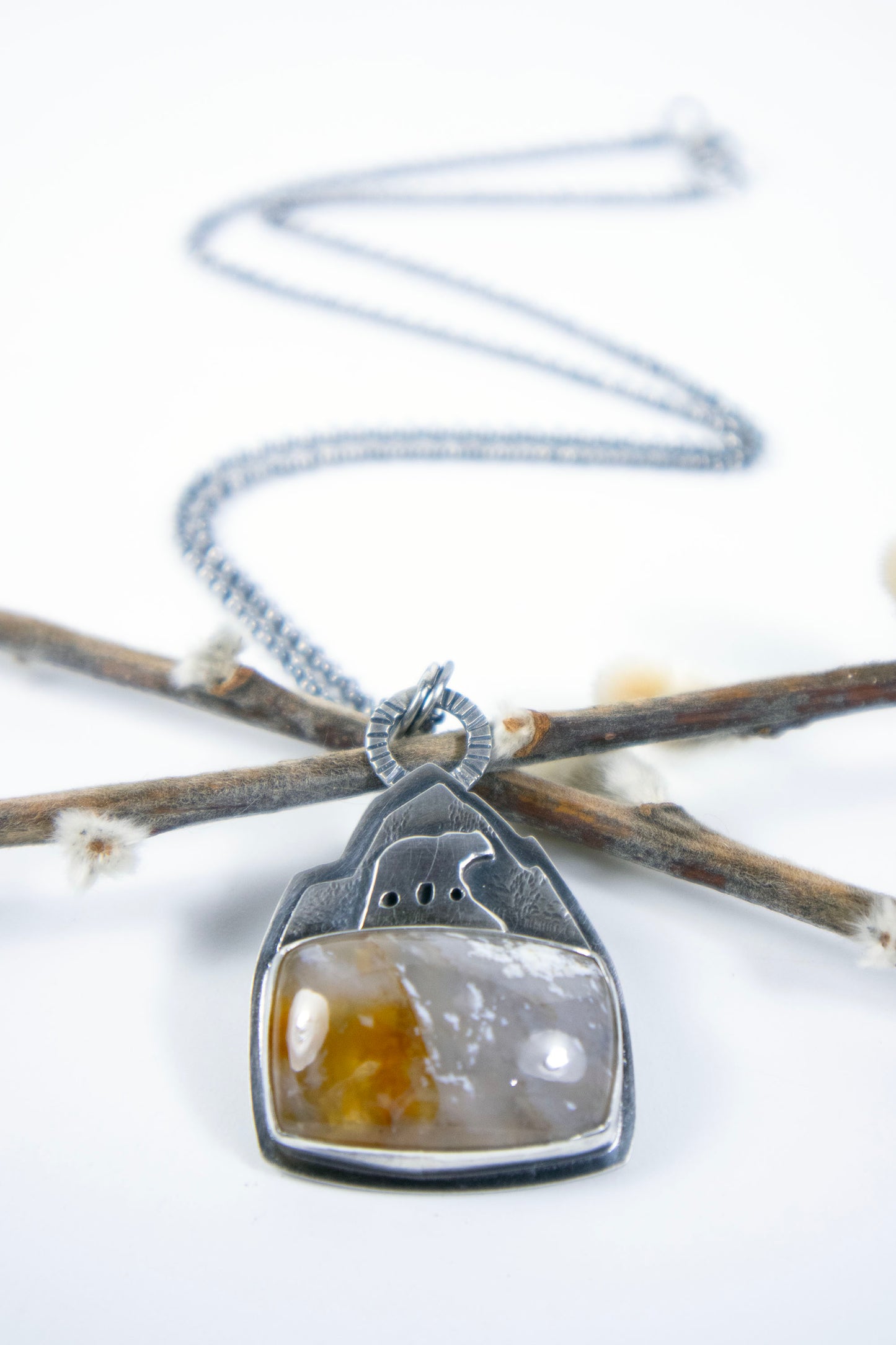 Climbing Mountains Necklace with Plume Agate