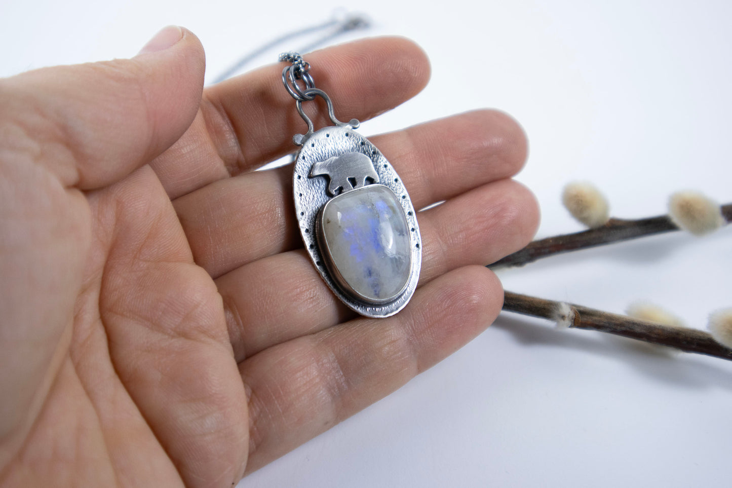 Arctic Bear Moonstone Necklace