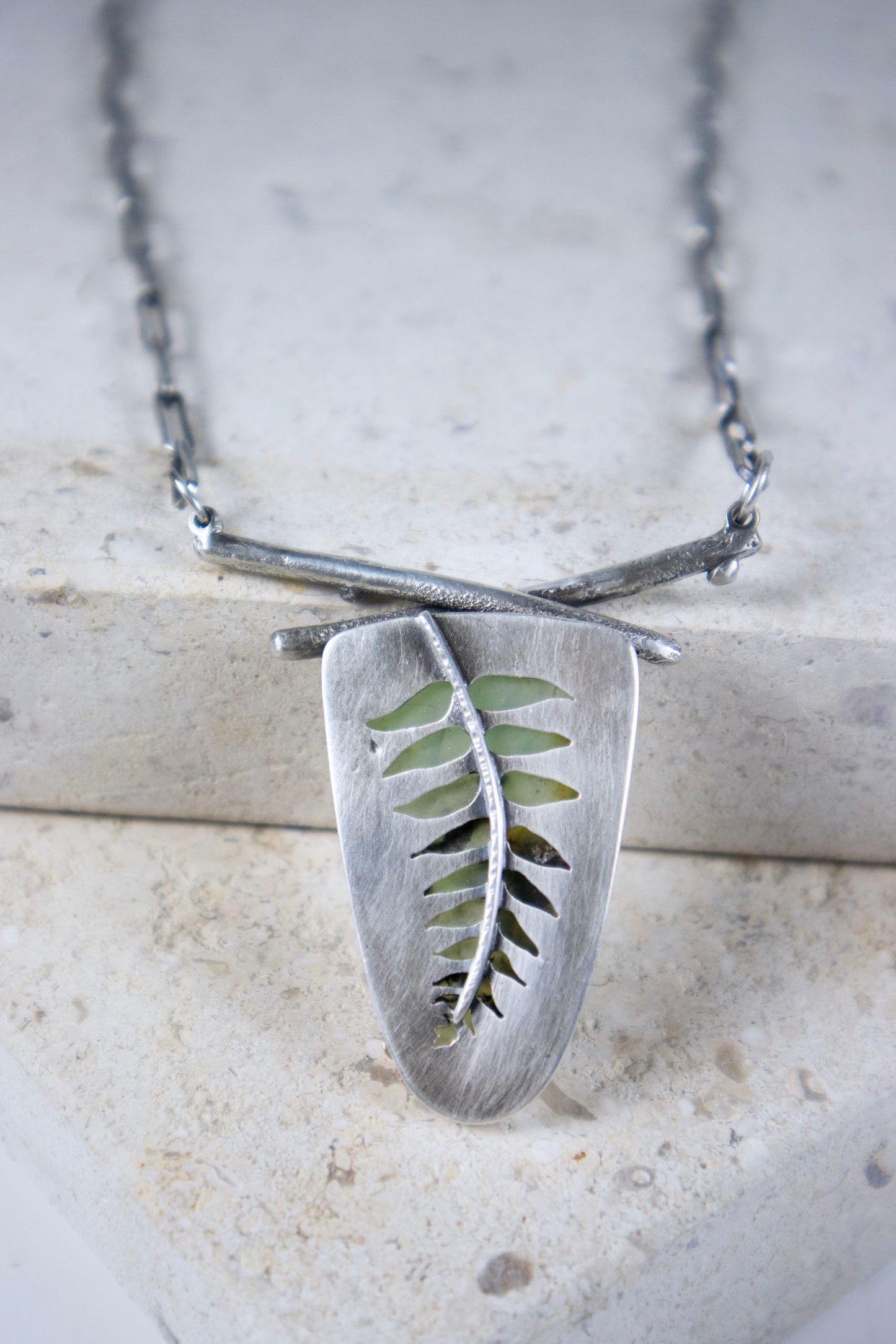 Forest Necklace with Peruvian Opal, Silver, and 14K Gold
