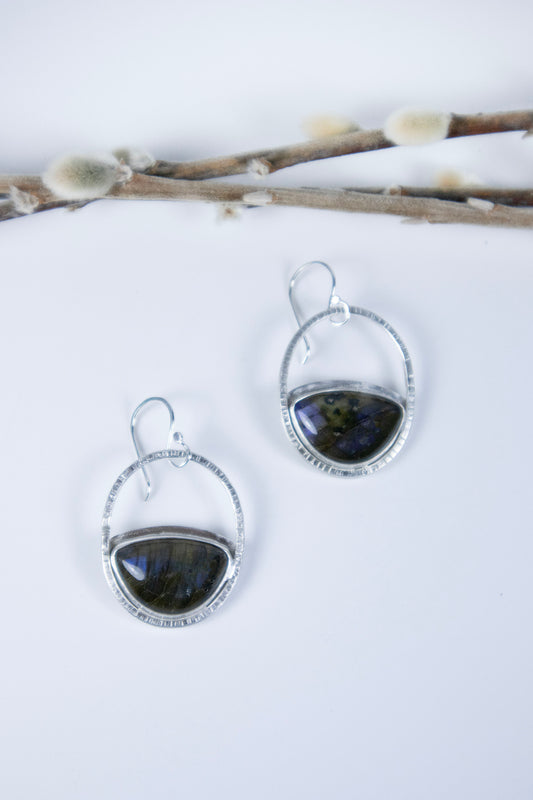 Forged Hoops with Labradorite