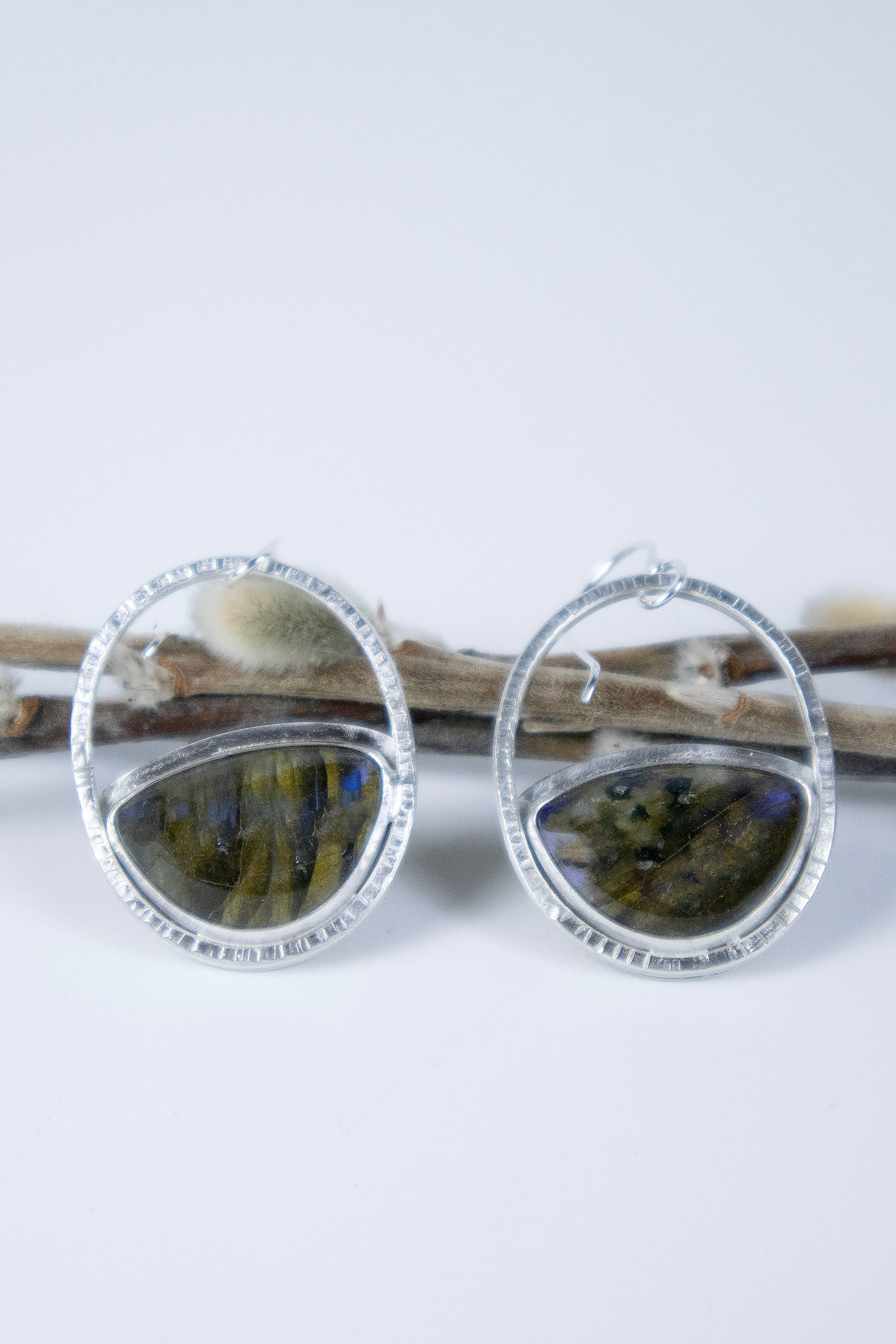 Forged Hoops with Labradorite