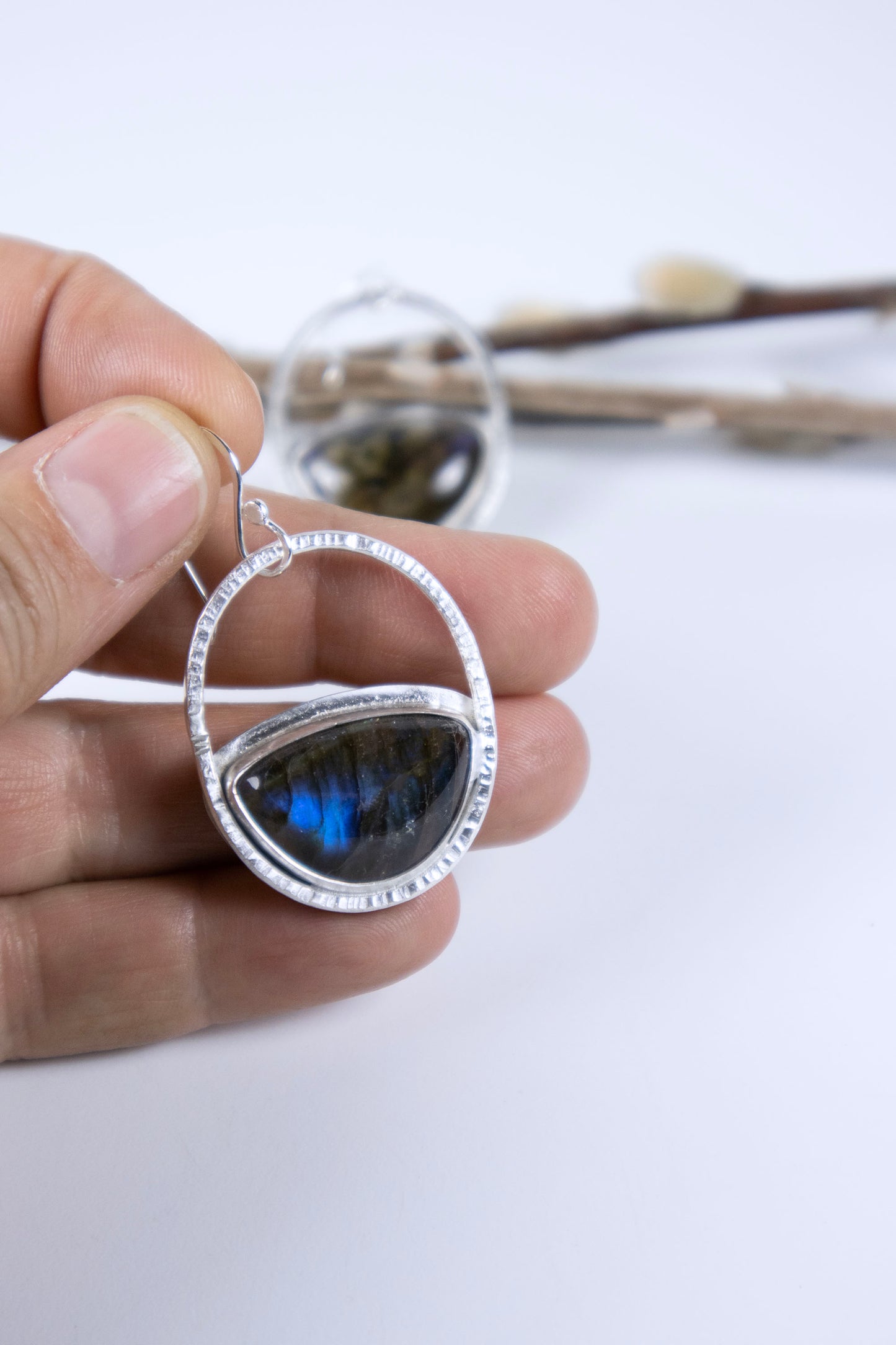 Forged Hoops with Labradorite