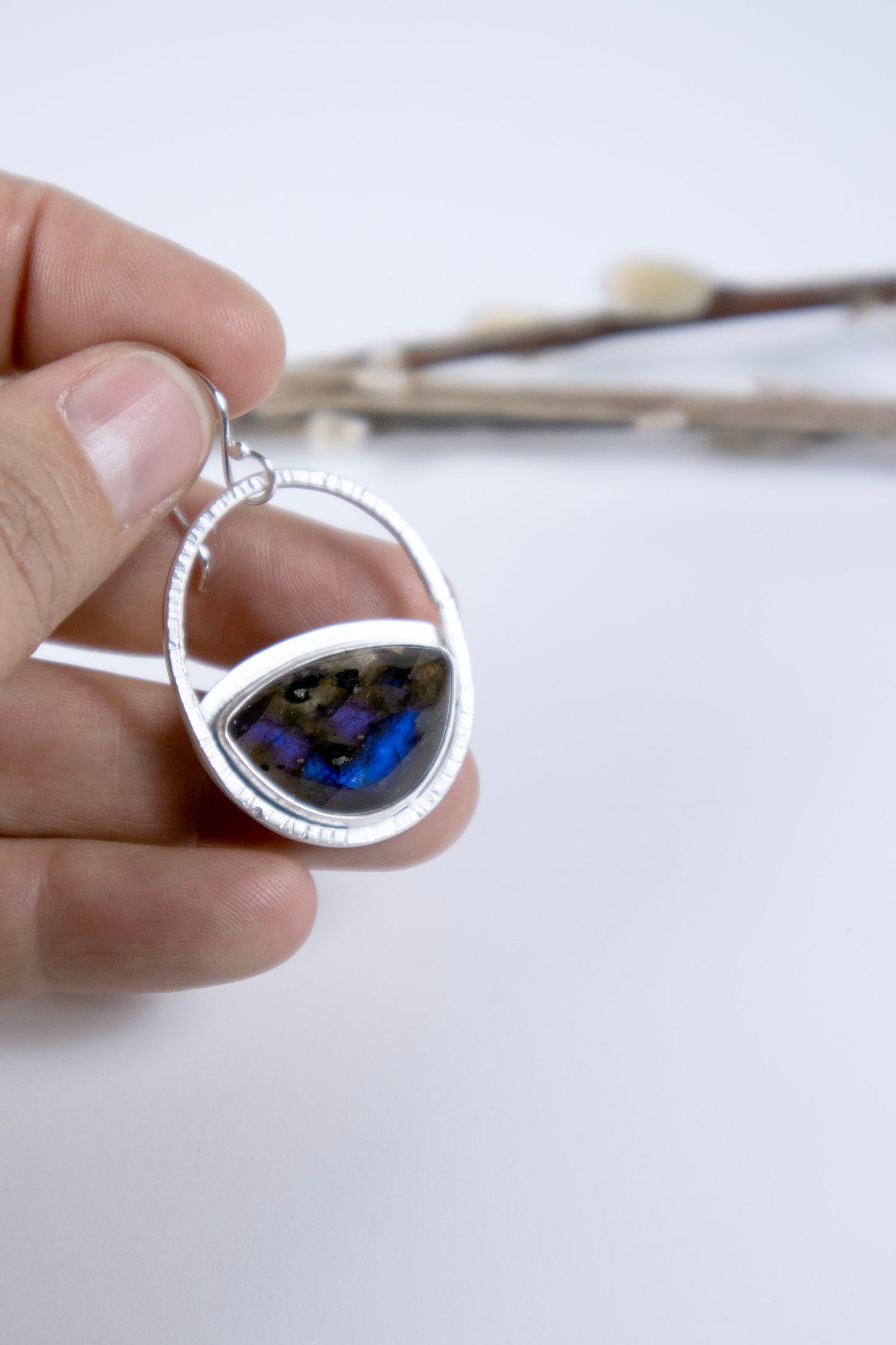 Forged Hoops with Labradorite