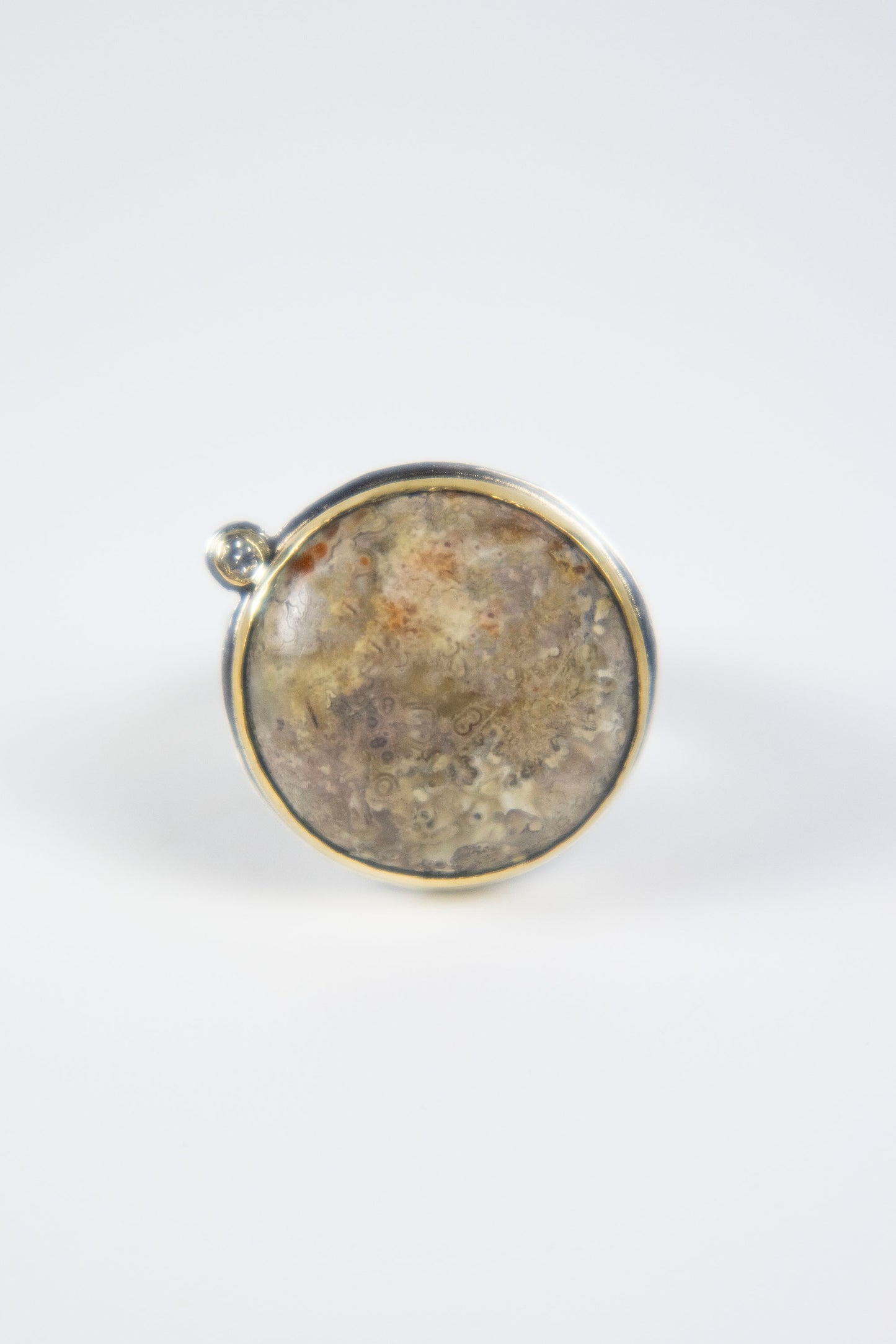 Lichen Ring with 14K Gold and Diamond