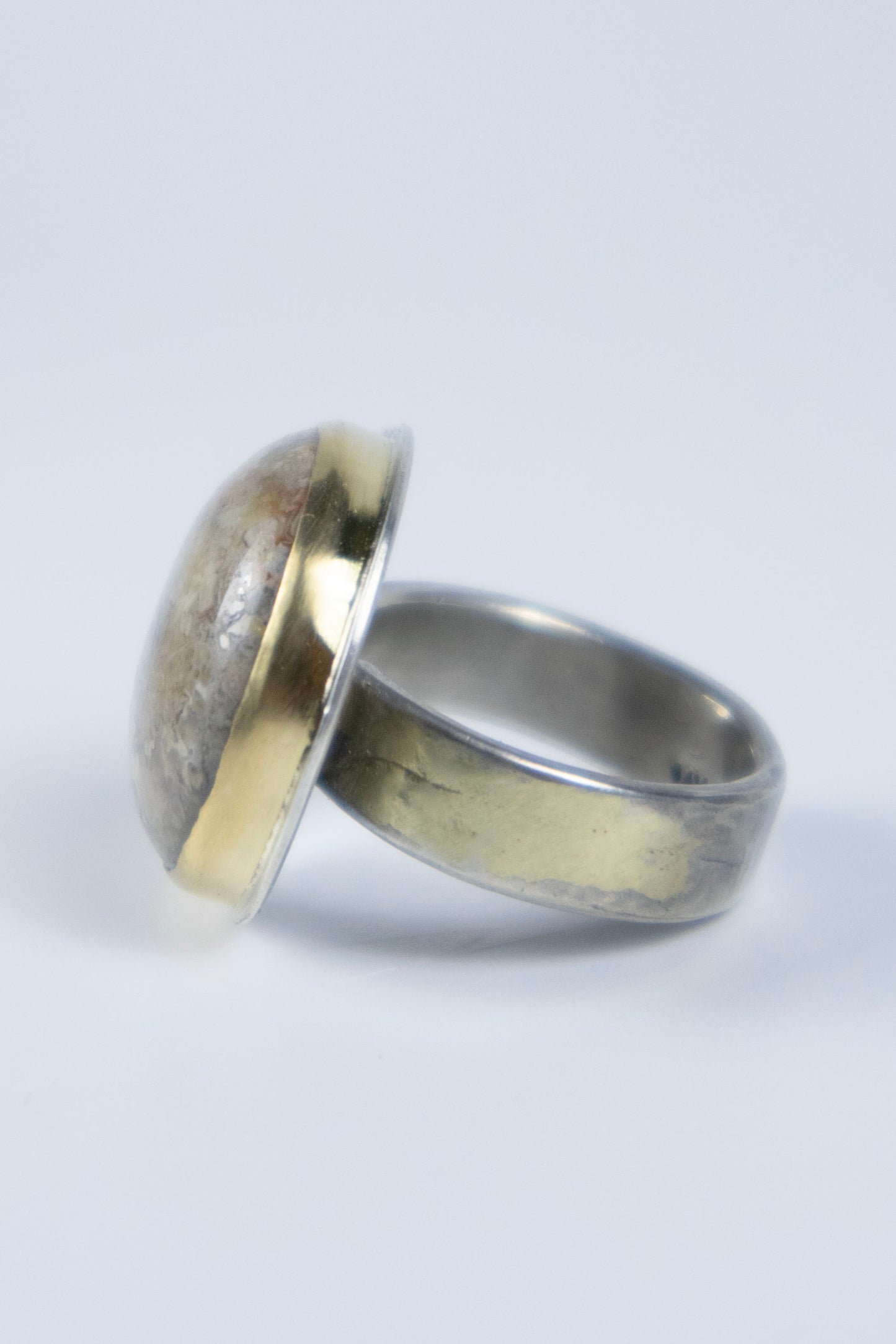 Lichen Ring with 14K Gold and Diamond