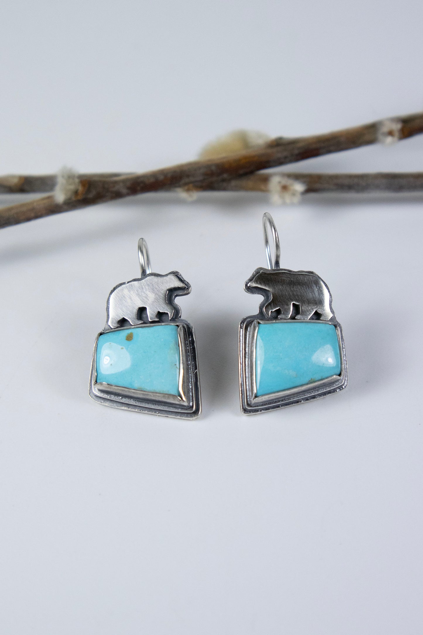 Bear Earrings with Turquoise