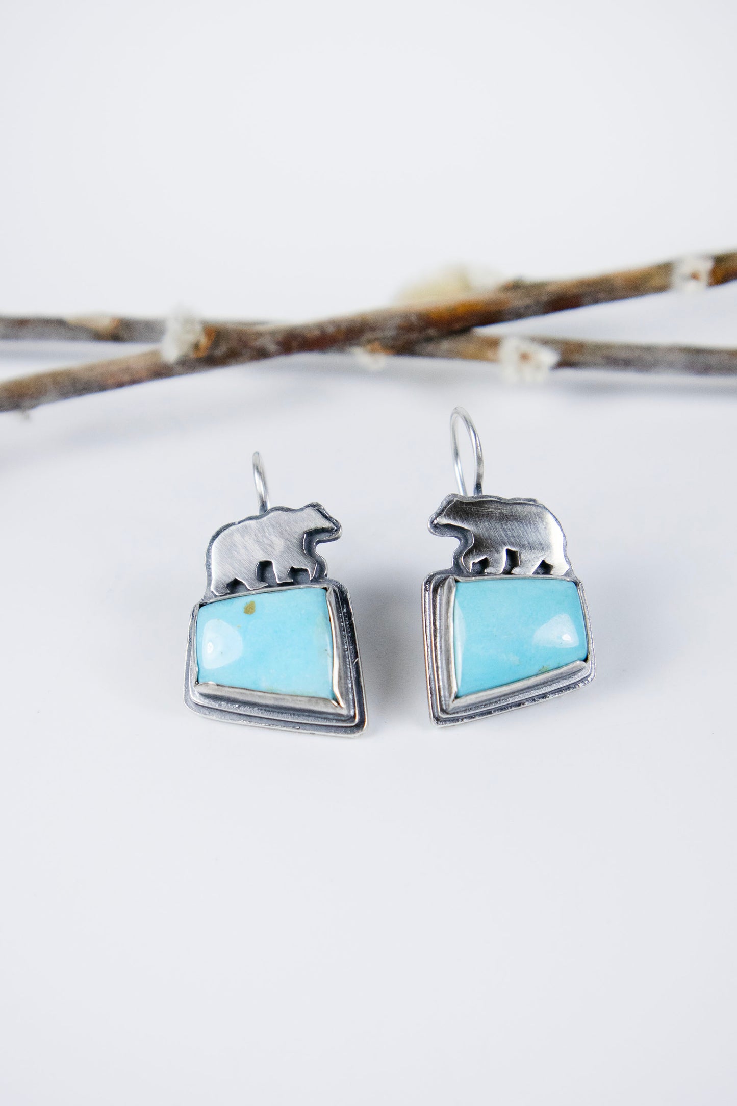 Bear Earrings with Turquoise
