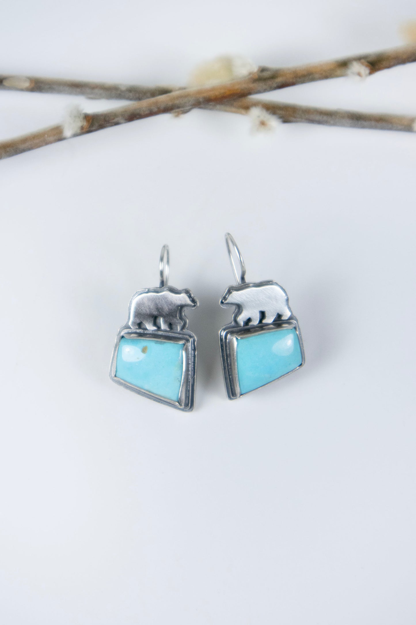Bear Earrings with Turquoise