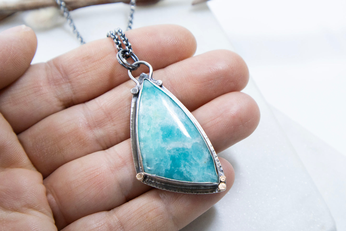 Amazonite Leaping Whale Necklace