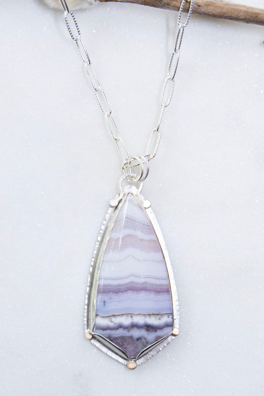 Banded Amethyst Feather Necklace