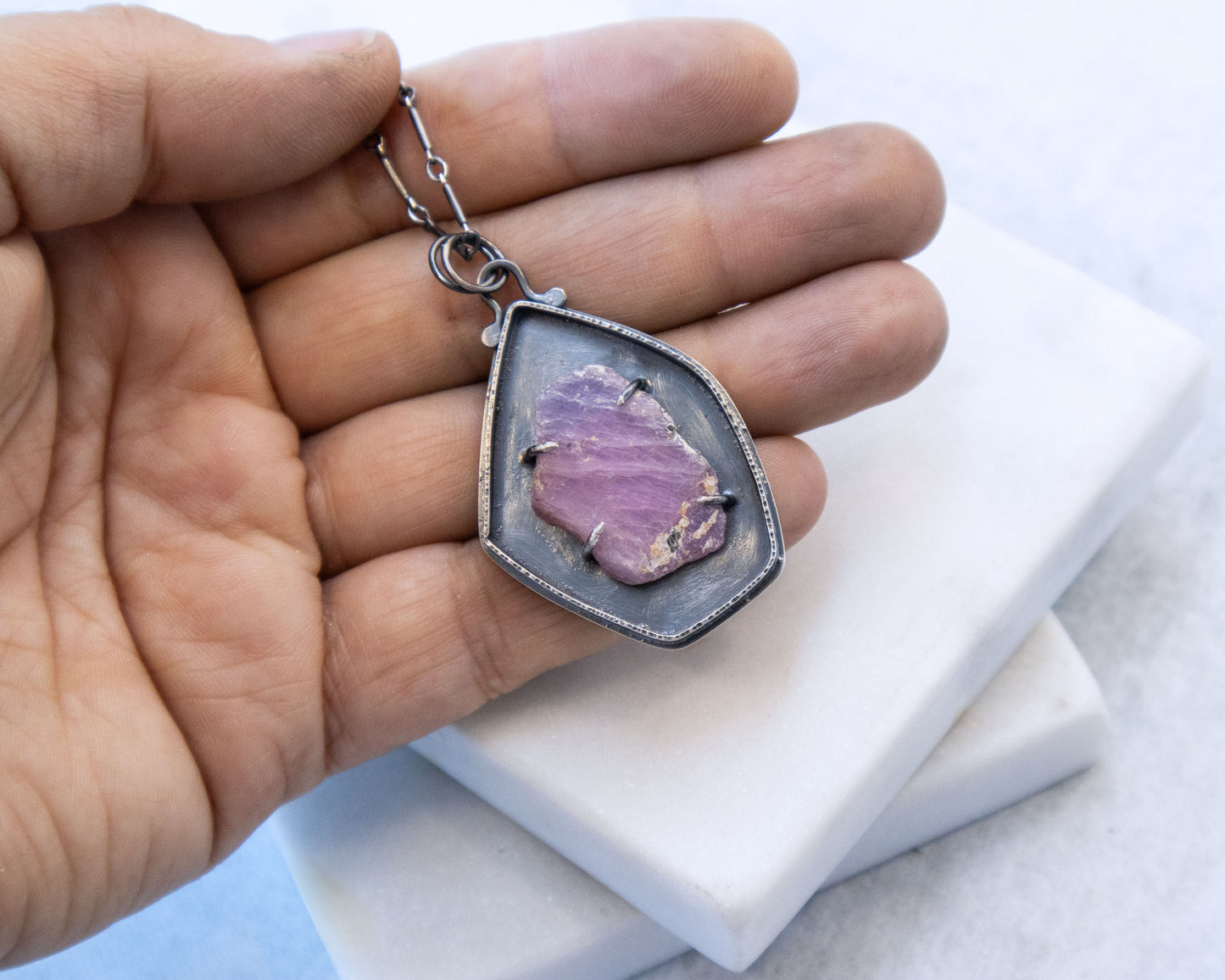 Mineral Necklace with Rough Ruby No. 1