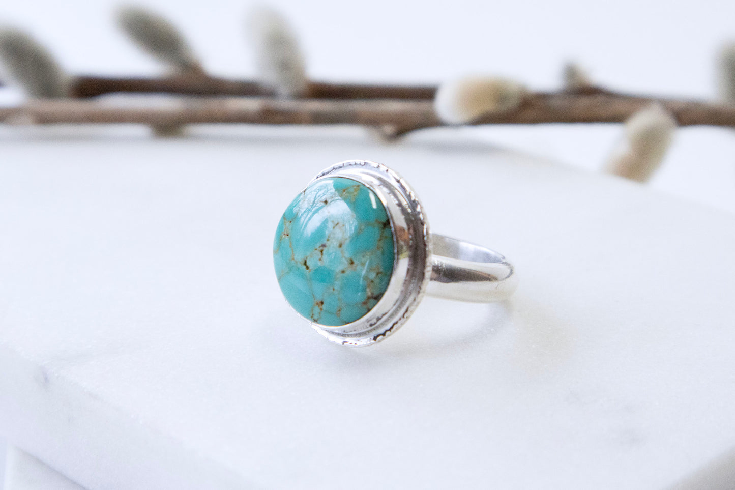 Turquoise Ring in Sterling Silver size US 9