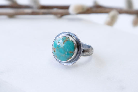 Turquoise Ring in Oxidized Silver size US 6.5