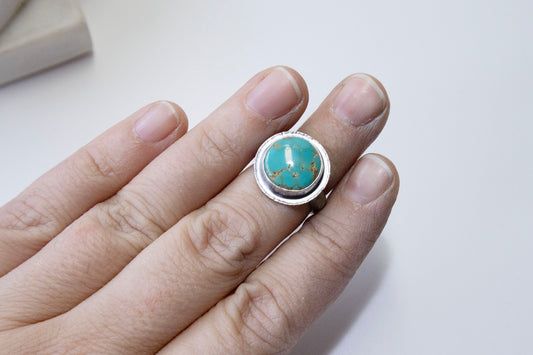 Turquoise Ring in Oxidized Silver size US 6.5