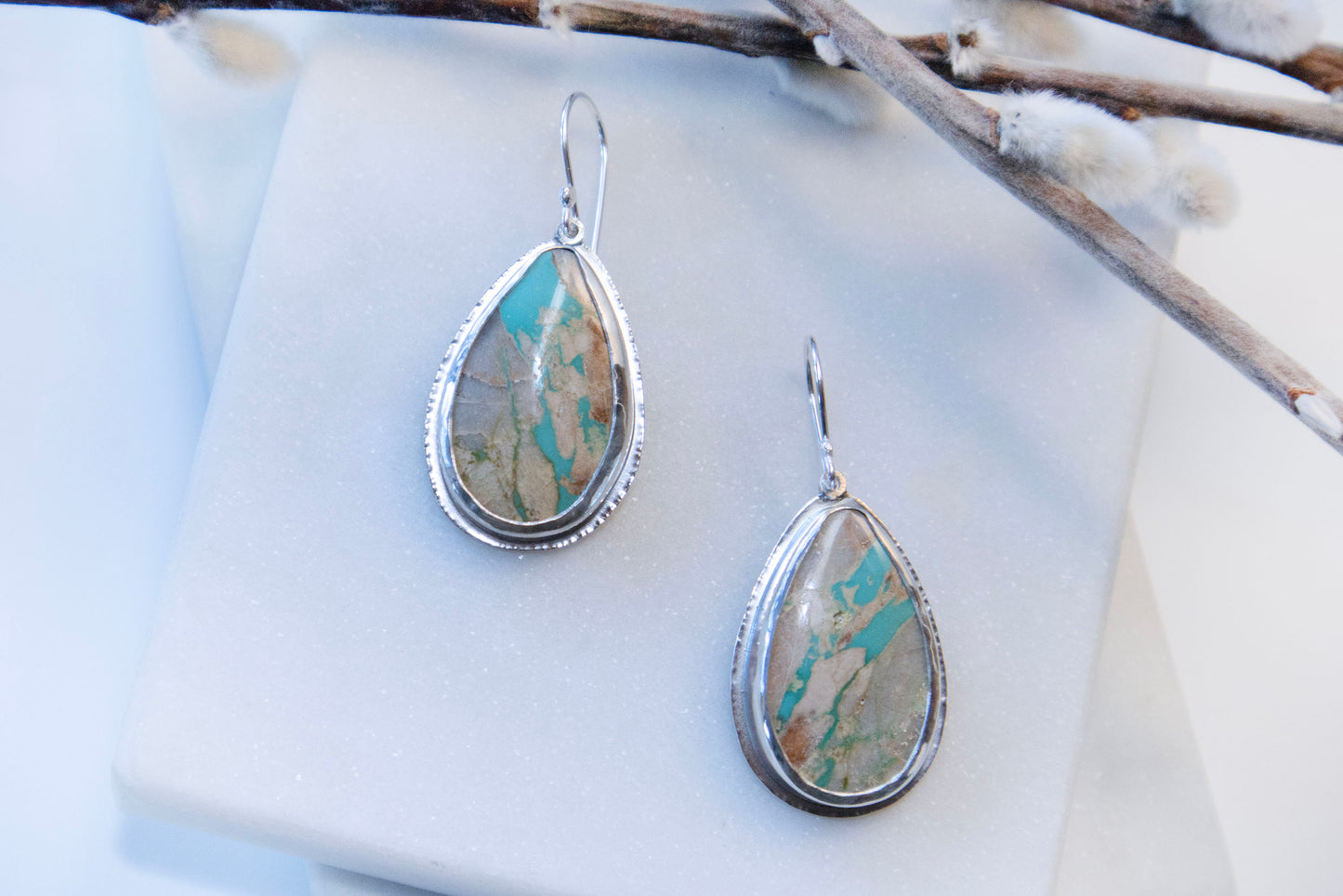 River Earrings in Royston Ribbon Turquoise