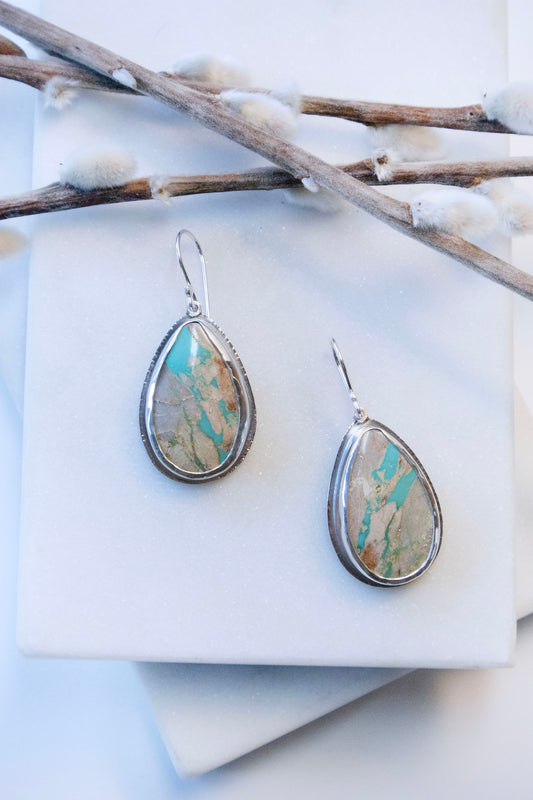 River Earrings in Royston Ribbon Turquoise