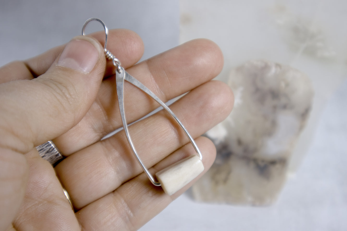 Antler Hoop Earrings in Sterling Silver