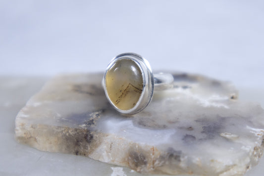 Mountain Ring in Sterling Silver with Agate Size US 5.5