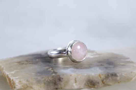 Rose Quartz Ring in Sterling Silver Size US 6.5