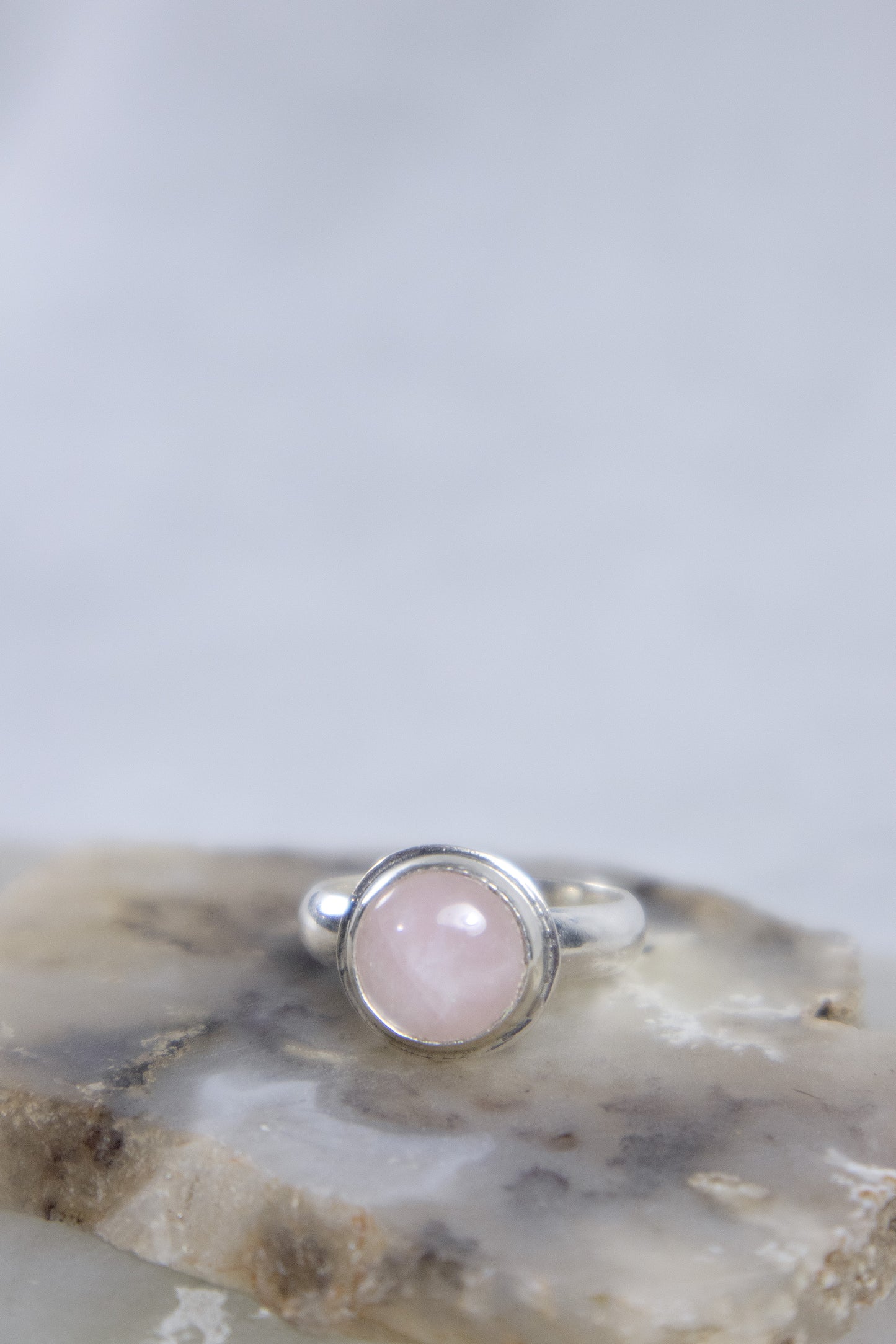 Rose Quartz Ring in Sterling Silver Size US 6.5