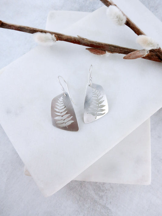 Fern Silhouette Earrings in Sterling Silver
